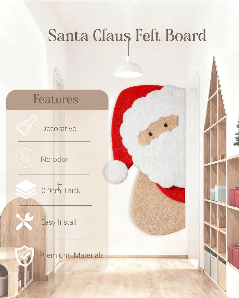 rokeblau 32x16 inches Large Felt Board, Puzzle Christmas Santa Decoration Cork Board, 0.9cm Thick Bulletin Board with Adhesive Nano Tape, Removable Wall Decoration for Home, Living Room, Bedroom, Door - Red - Image 4